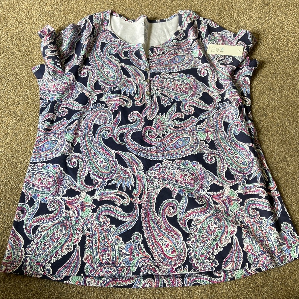 NWT Croft & Barrow Paisley Top